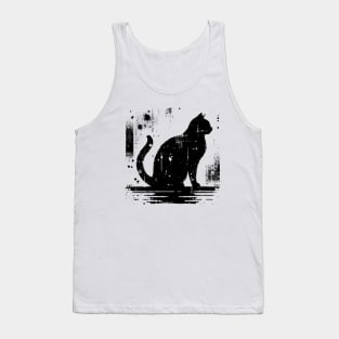 Classic Kitten Stress Awareness Silhouette Art Cat Tank Top